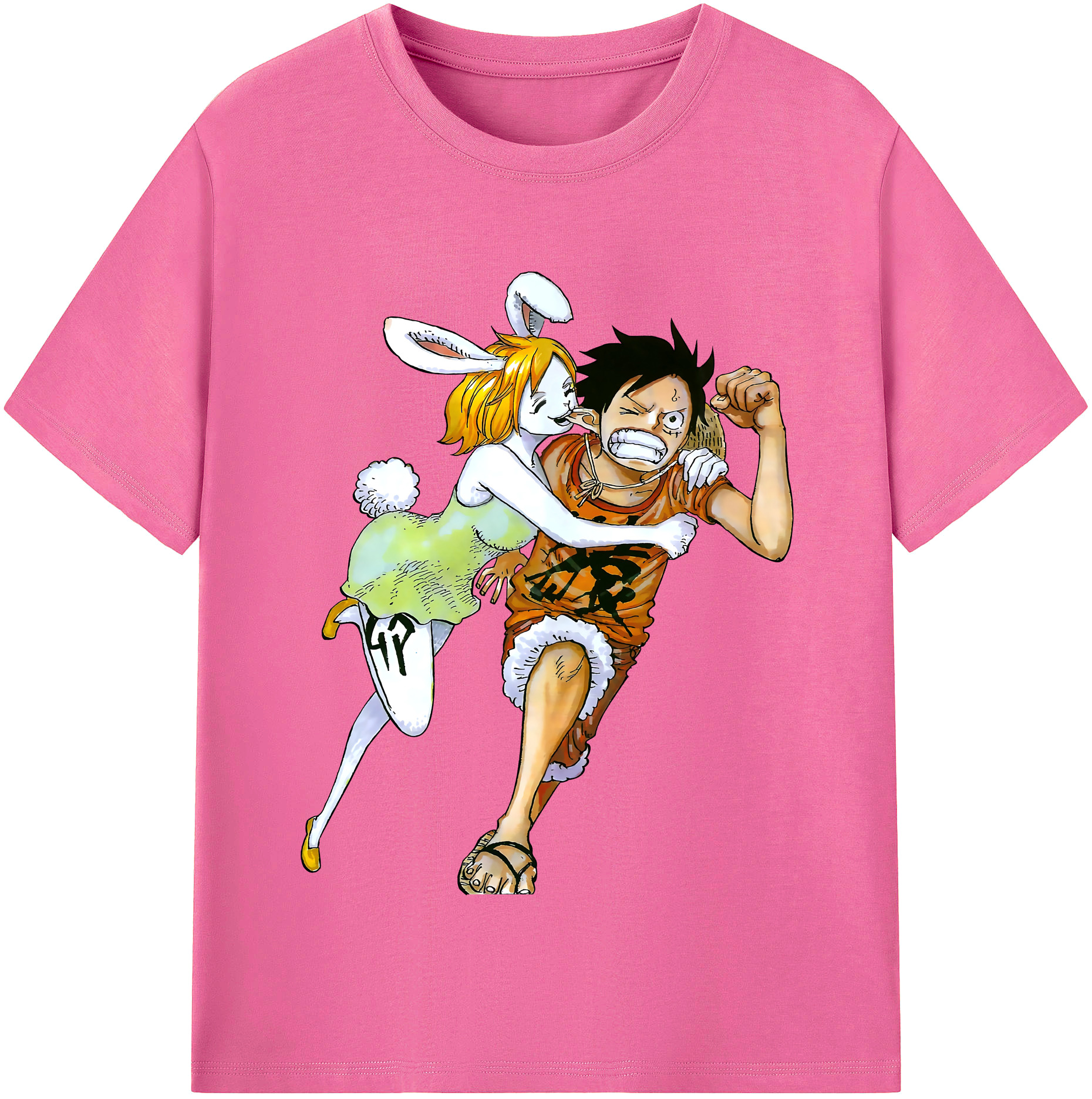 ワンピース モンキー・D・ルフィ ONE PIECE Monkey D. Luffy レディースカジュアルプリントTシャツ（綿100％）